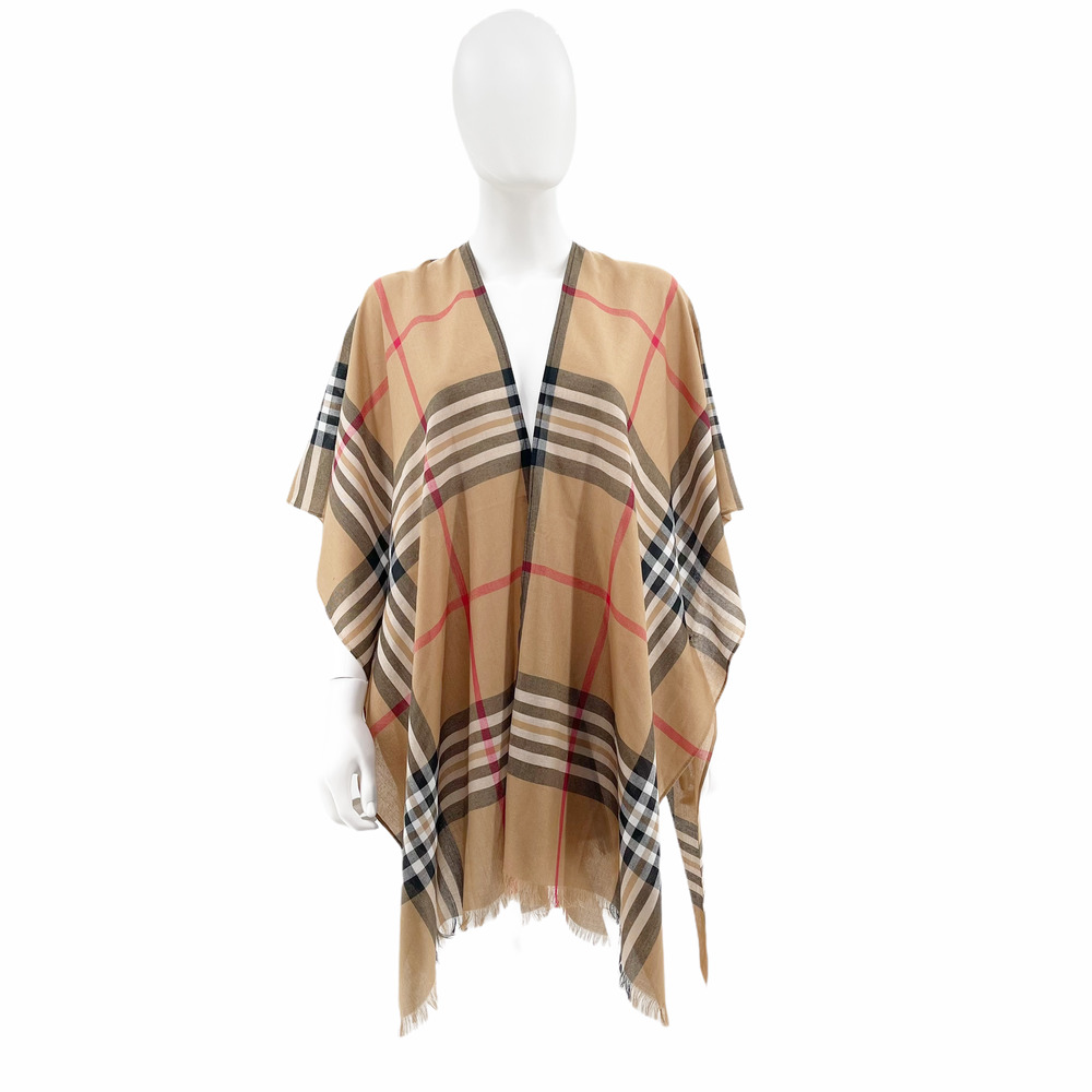 NWOT V. Grass Plaid Tartan Check Poncho